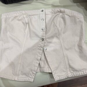 Cream Button-Up Strapless Top